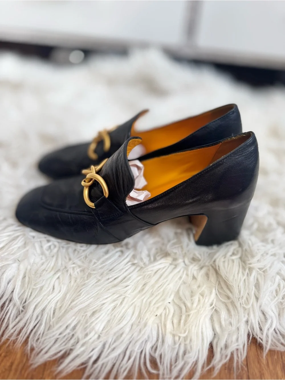 Mara Bini PERLA ITALIAN LEATHER HEELED LOAFER 39 US 9 womens